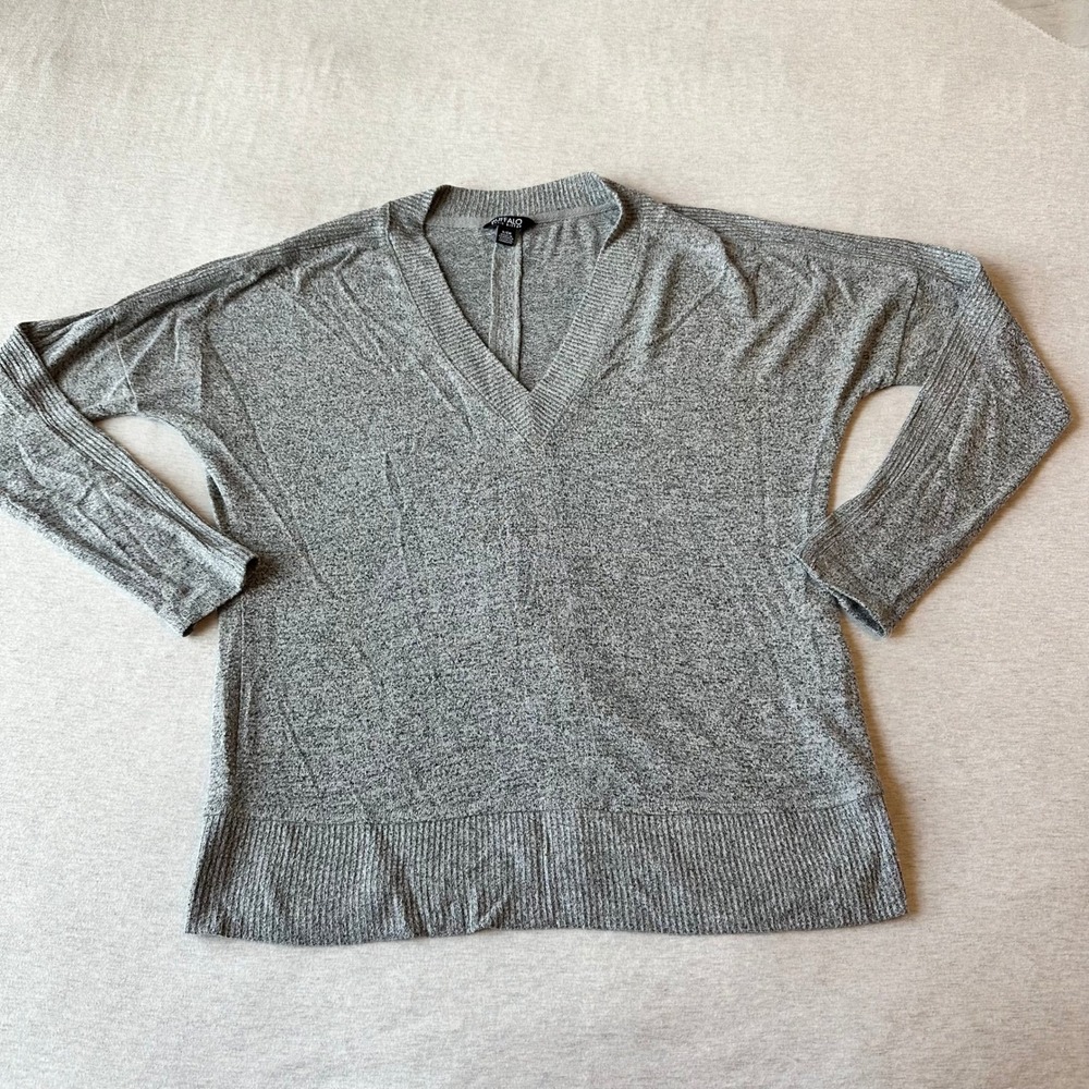 Buffalo David‎ Bitton Womens Grey V-Neck Relaxed Pullover Sweater Size S